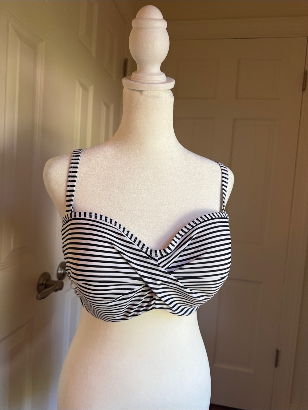 Panache Black & White Striped Twist Front Bikini Top - Picture 2 of 10